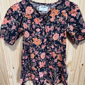 Girls Small 6-7 Old Navy Black Floral Boho Dress